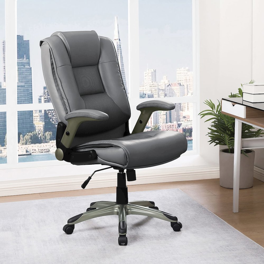 Exec Bonded Lthr Office Chair, Charcoal Grey / Titanium