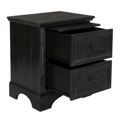 Farmhouse Basics 2 Drawer Nightstand with Tray in Rustic Black Finish, BP-4200-11B
