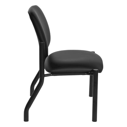 Big & Tall Armless Guest Chair in Dillon Black Fabric with Black Metal Frame