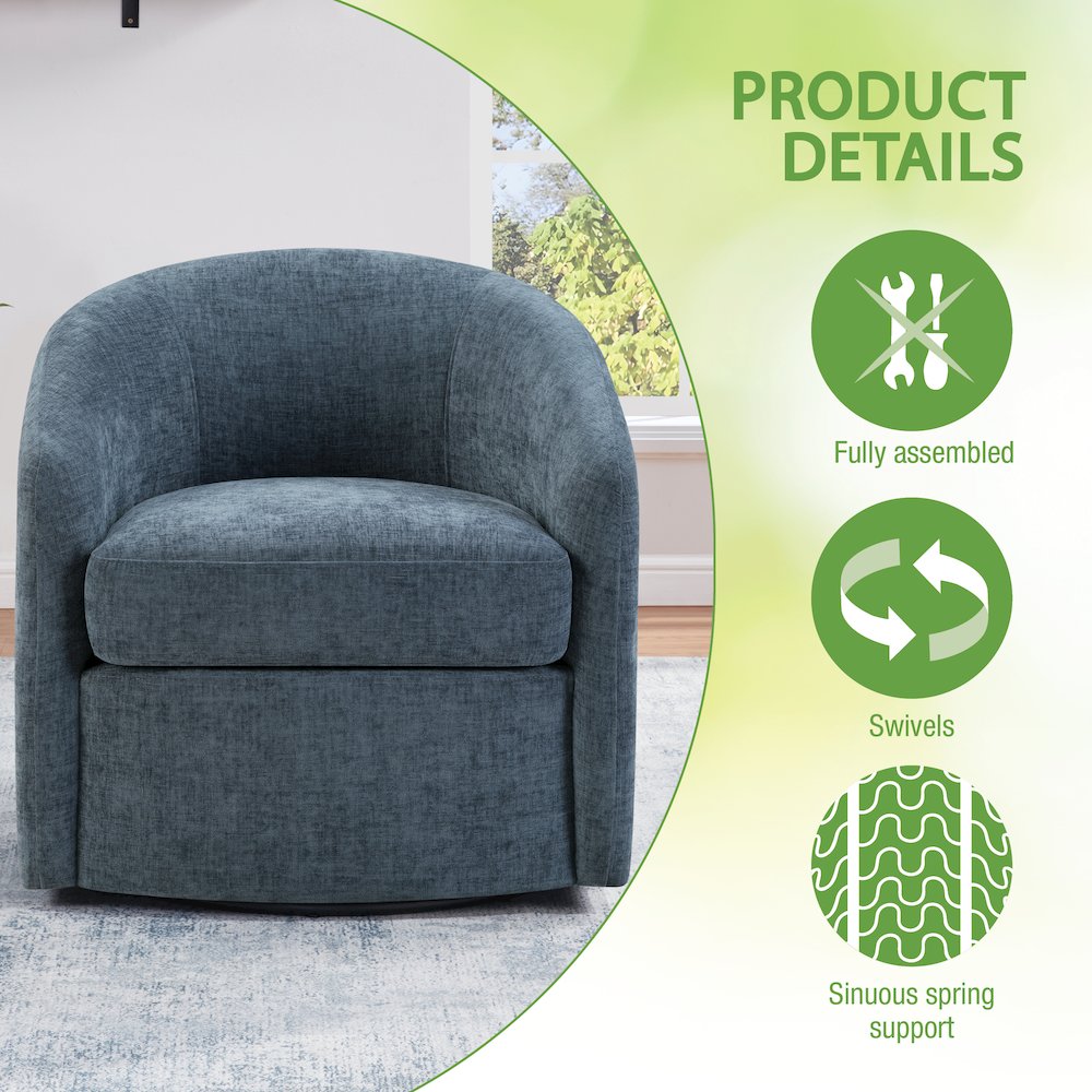 Bella Swivel Chair in Blue Denim
