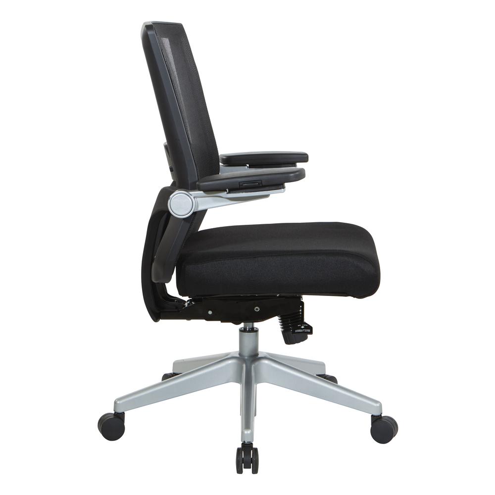 Manager's Chair with Breathable Mesh Back and Black Fabric Seat with a Silver Base. , 867-B36N64R