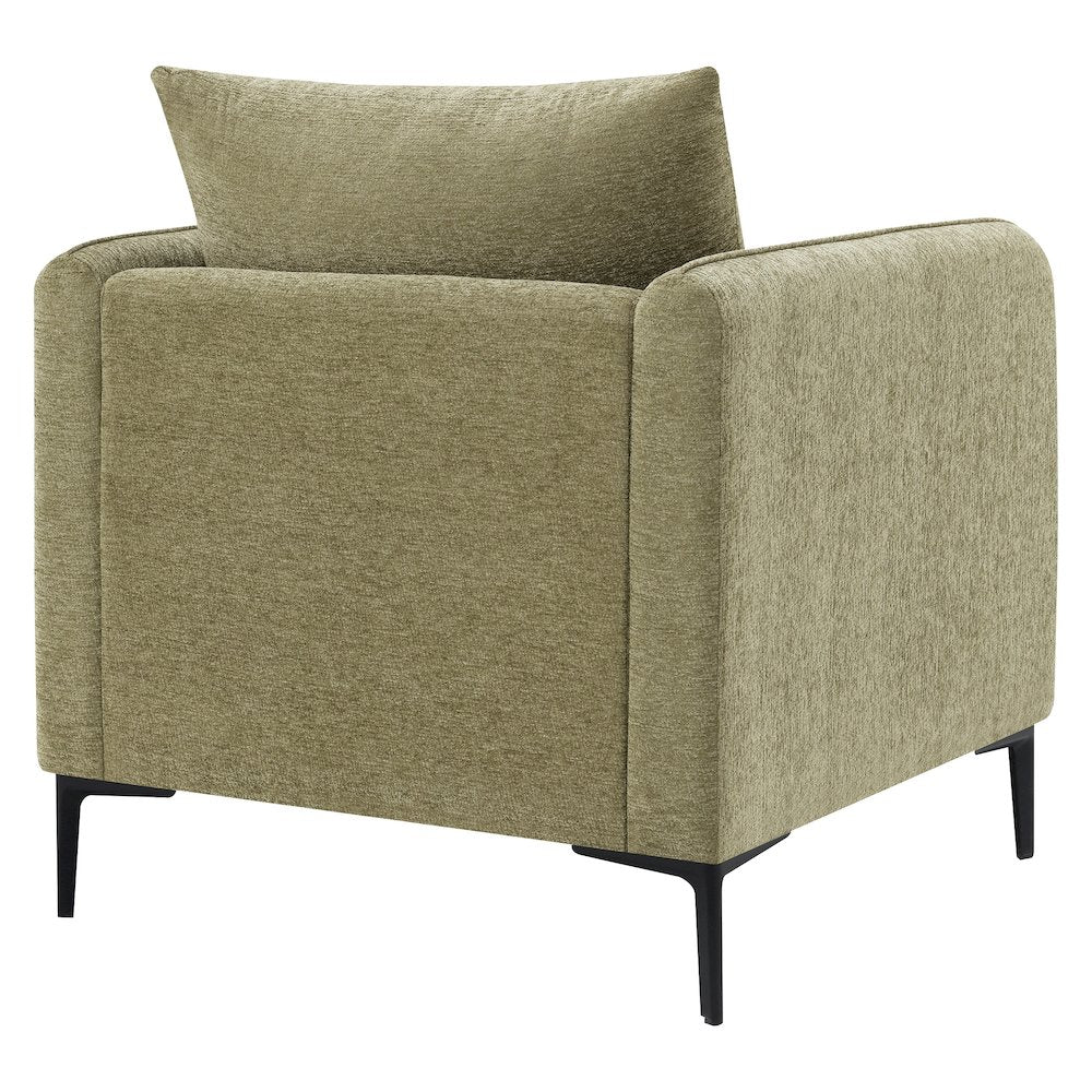 Newhaven Accent Chair in Sea Green Fabric with Black Metal Legs