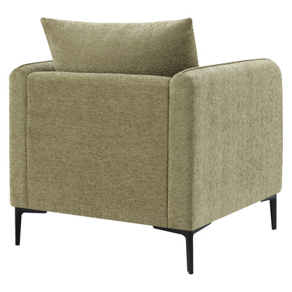 Newhaven Accent Chair in Sea Green Fabric with Black Metal Legs