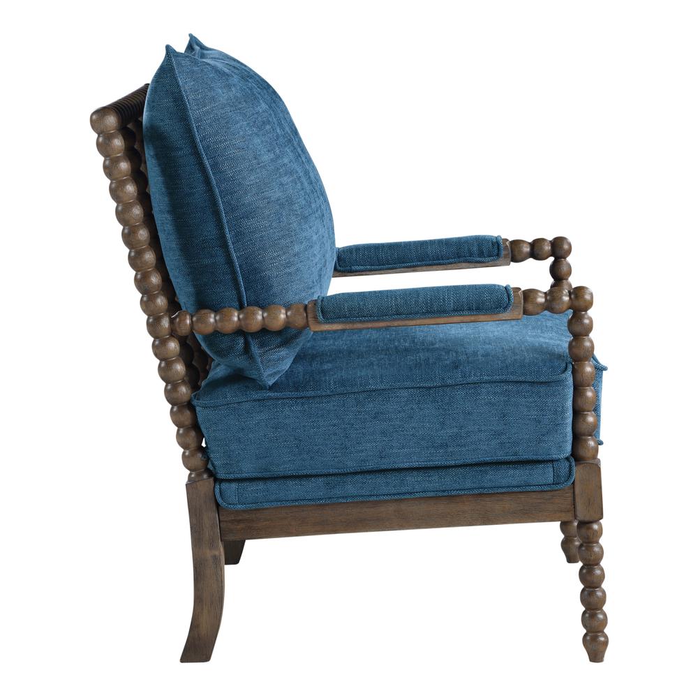Fletcher Spindle Chair in Navy Fabric with Brush Charcoal Finish, FLR-H16