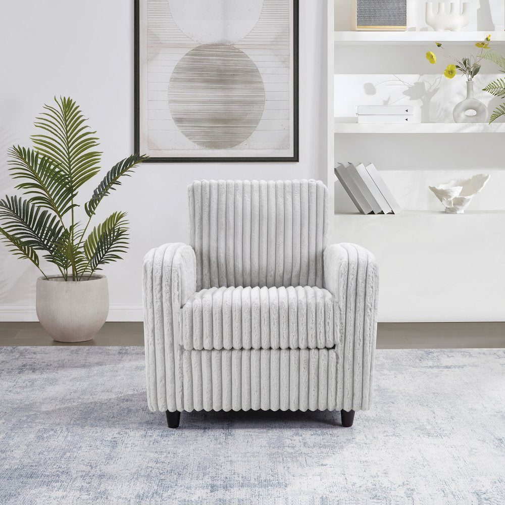 Venus Club Chair in Fog Cord Fabric and Dark Espresso Finish Legs