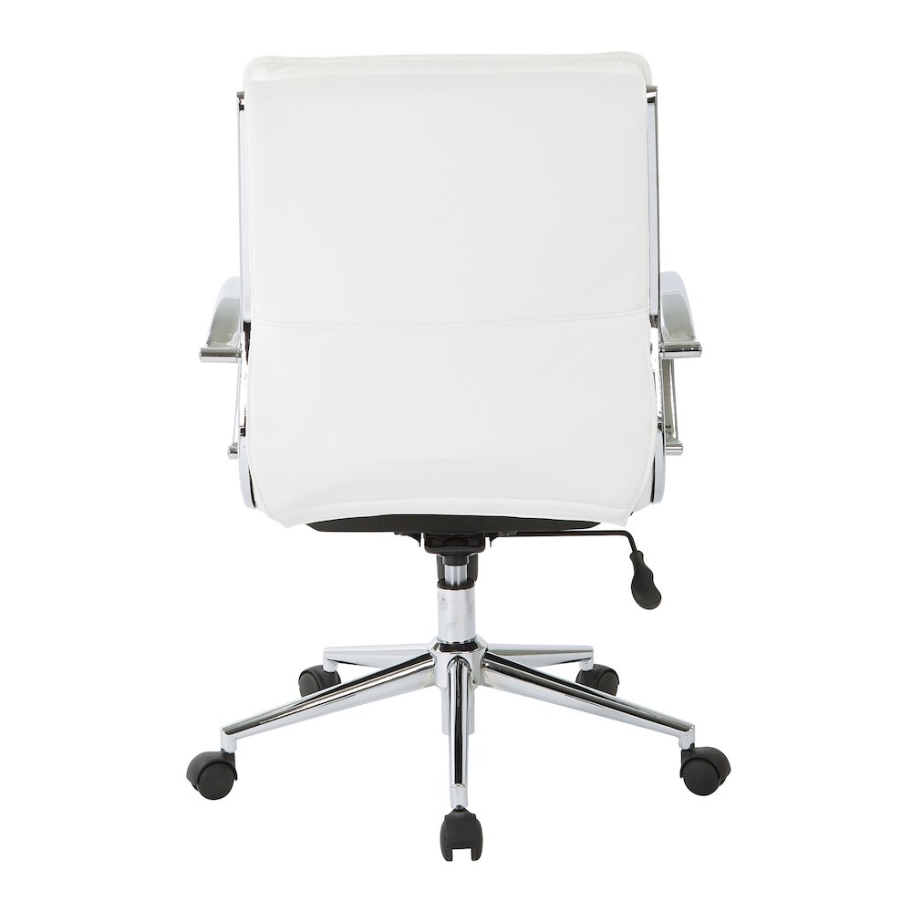 Mid-Back Manager’s Faux Leather Chair with Chrome Base, Removable Arm Sleeves.