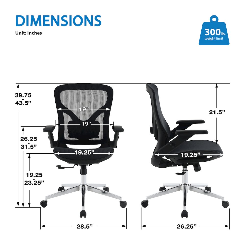 Black Matrix Seat and Back Manager’s Chair, PU-Padded Adjustable 4D Flip Arms