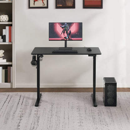 Primo 48" Electric Height Adjustable Gaming Desk in Black Carbon Fiber Finish