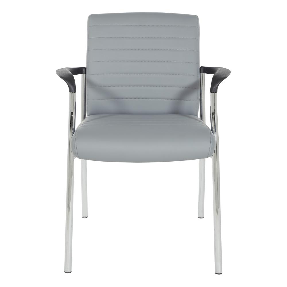 Guest Chair in Charcoal Grey Faux Leather with Chrome Frame, FL38610C-U42