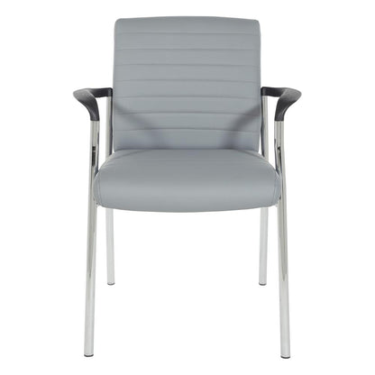 Guest Chair in Charcoal Grey Faux Leather with Chrome Frame, FL38610C-U42