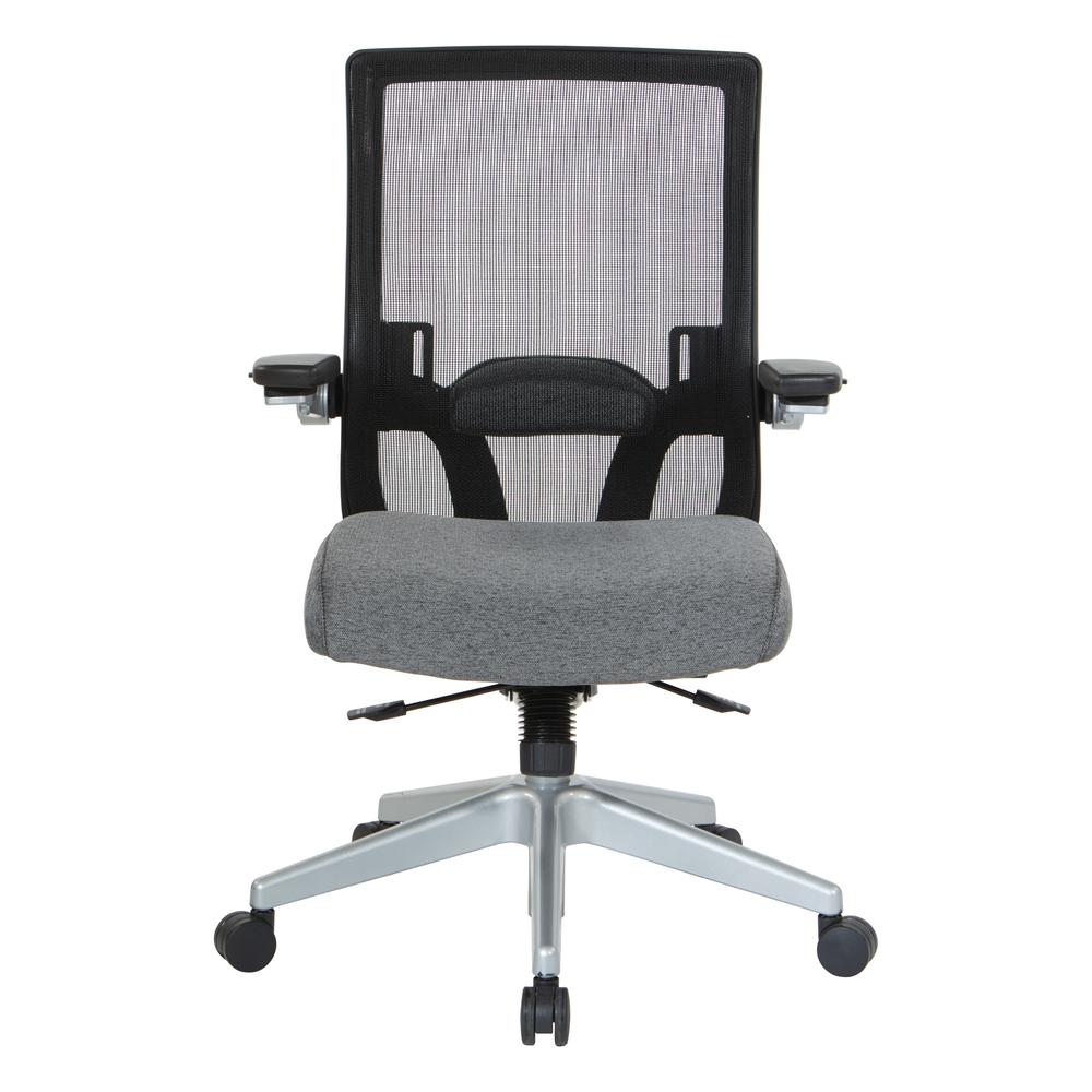 Manager's Chair with Breathable Mesh Back and Charcoal Fabric Seat with a Silver Base. , 867-B26N64R