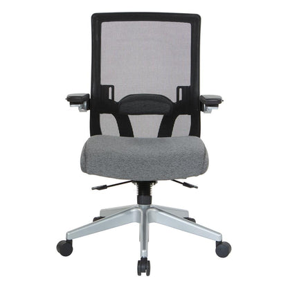 Manager's Chair with Breathable Mesh Back and Charcoal Fabric Seat with a Silver Base. , 867-B26N64R