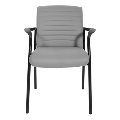 Guest Chair in Charcoal Grey Faux Leather with Black Frame, FL38610-U42