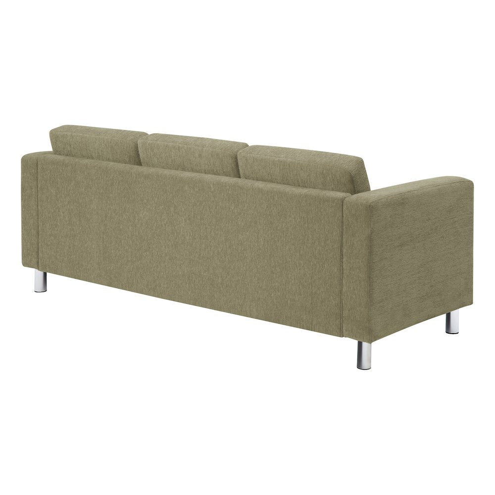 Pacific Sofa in Sea Green Fabric with Chrome Legs