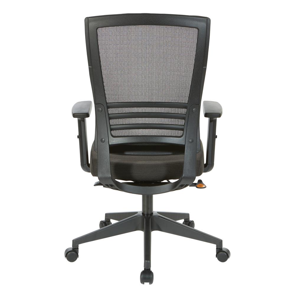 Vertical Mesh Back Chair in Black Frame with Black Linen Fabric Seat, EM60930-F23
