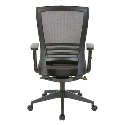 Vertical Mesh Back Chair in Black Frame with Black Linen Fabric Seat, EM60930-F23