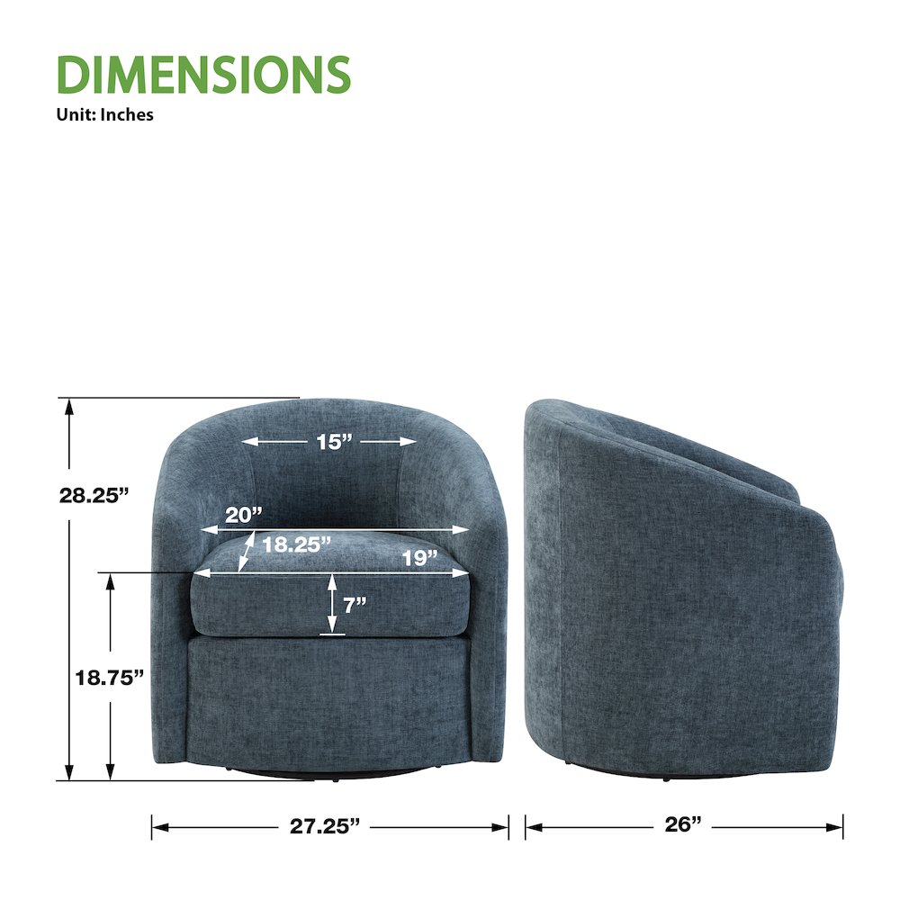Bella Swivel Chair in Blue Denim