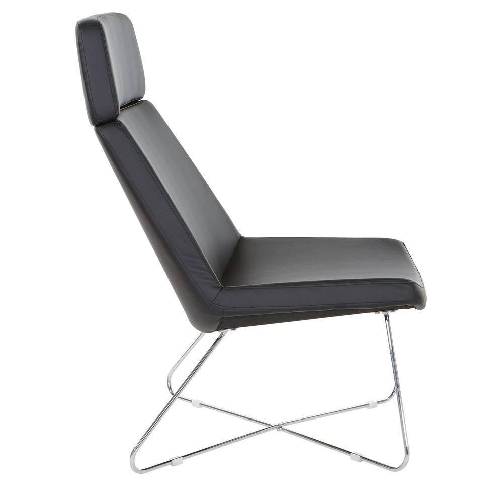 Geena Guest Chair in Dillon Black with Chrome Sled Base, GNA50400-R107