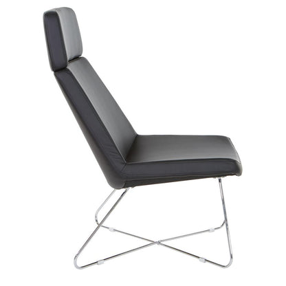 Geena Guest Chair in Dillon Black with Chrome Sled Base, GNA50400-R107