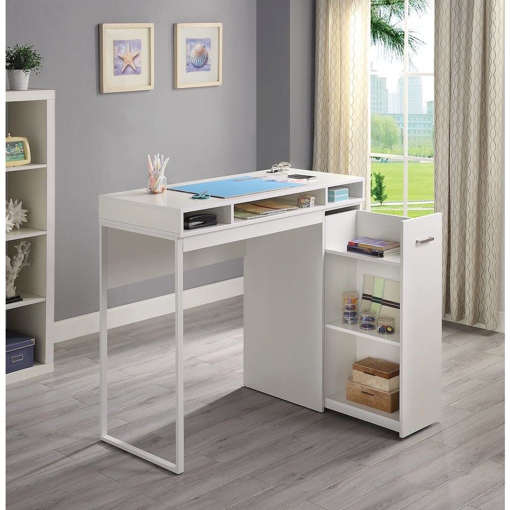 Ravel 47"W Desk with Storage in White Finish KD, RV9848-WH