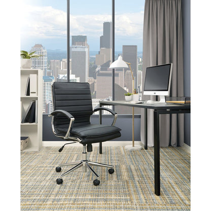 Mid-Back Manager’s Faux Leather Chair with Chrome Base, Removable Arm Sleeves.