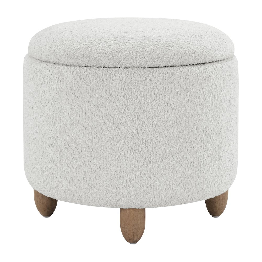 Lyra Storage Ottoman in Taupe Cord Fabric with Medium Oak Legs