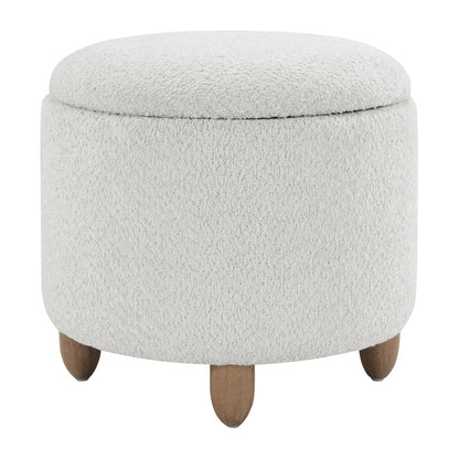 Lyra Storage Ottoman in Taupe Cord Fabric with Medium Oak Legs
