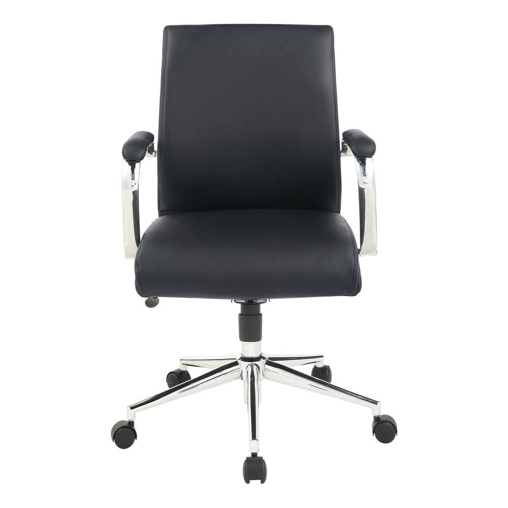 Mid Back Manager's Chair with Dillon Black Antimicrobial Fabric and Chrome Base