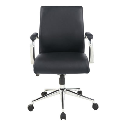 Mid Back Manager's Chair with Dillon Black Antimicrobial Fabric and Chrome Base