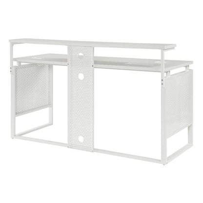 Ace 60" Desk with Hutch in White Top and White Frame