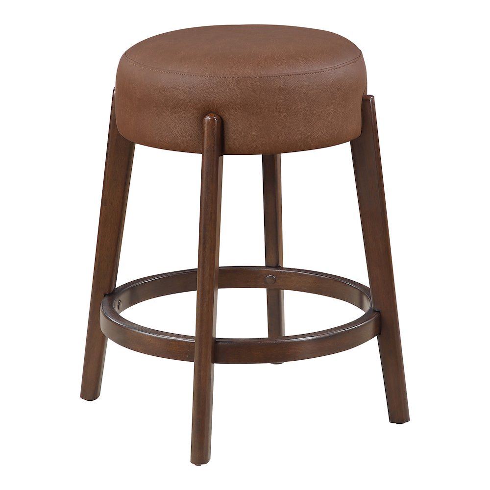 Wesley 26" Counter Stool in Saddle Brown Faux Leather