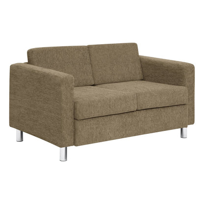 Pacific Loveseat in Taupe Fabric with Chrome Legs