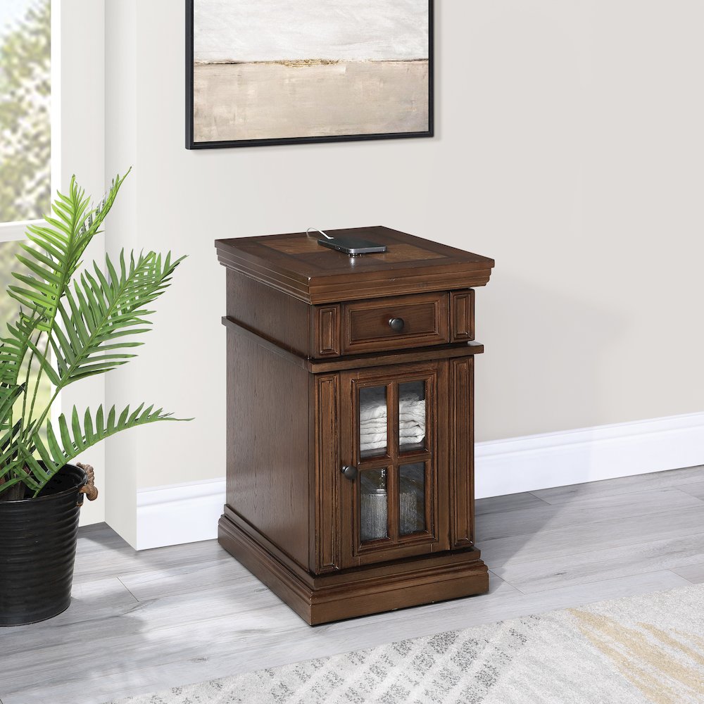 Chair Side Table with Power