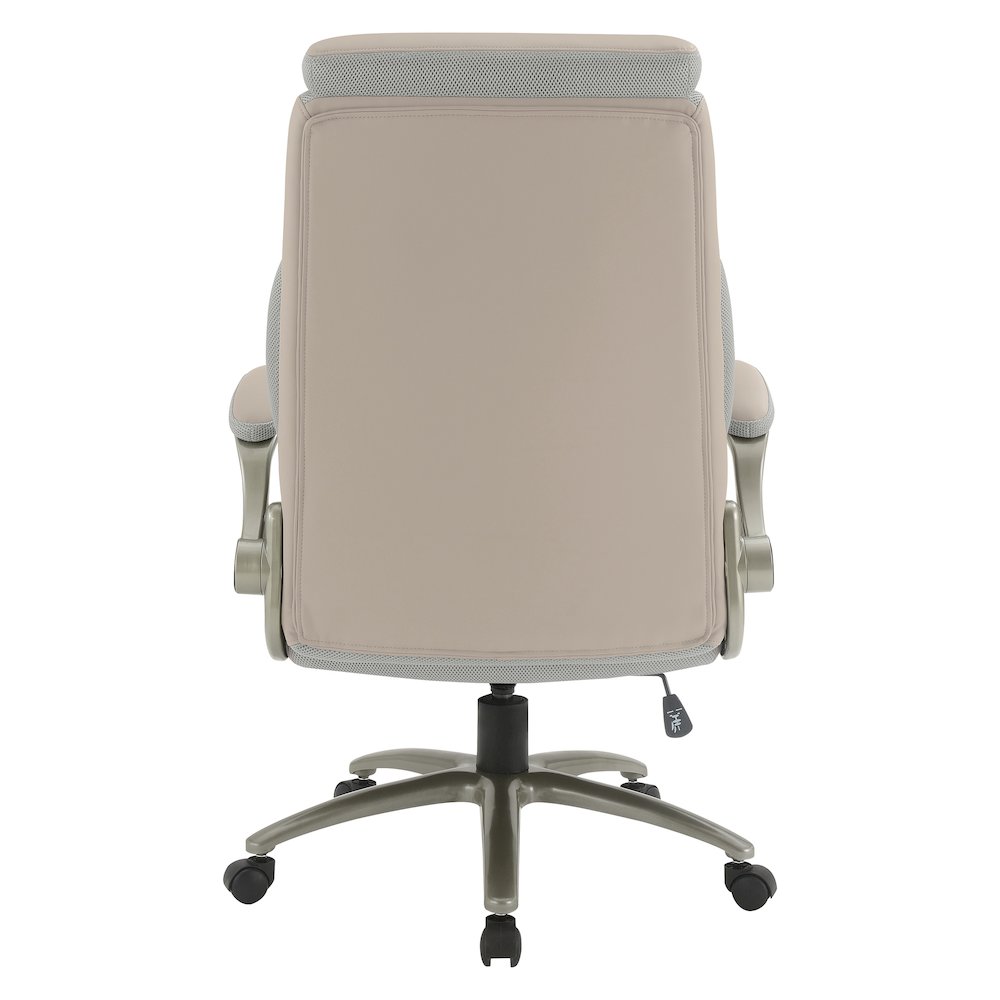 Taupe Leather Big & Tall Chair with Padded Flip Arms and Titanium Base
