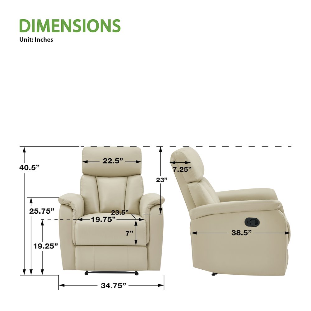 Carillo Pushback Recliner in Taupe Faux Leather