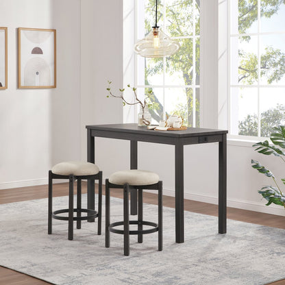 Melissa 3-PC  Counter Height Table Dining Set with Power, 2 Stools