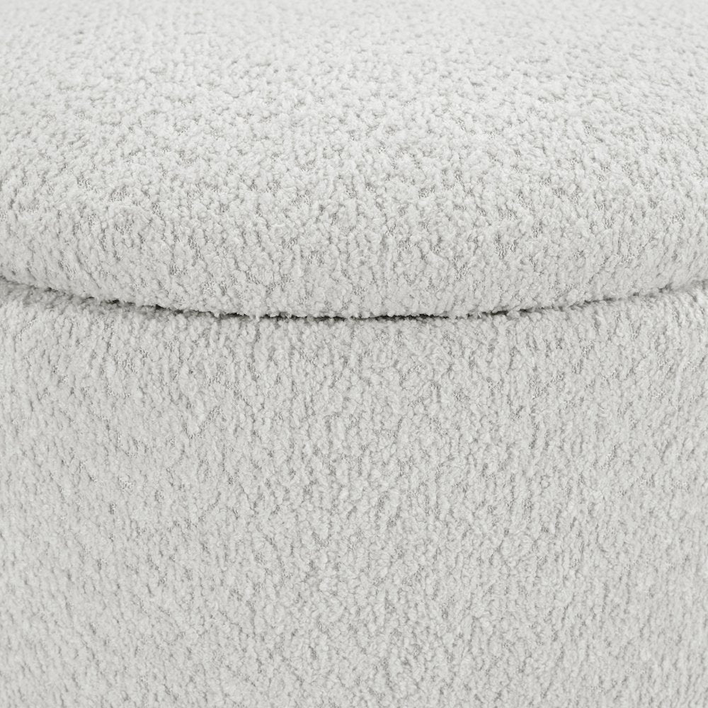 Lyra Storage Ottoman in Taupe Cord Fabric with Medium Oak Legs