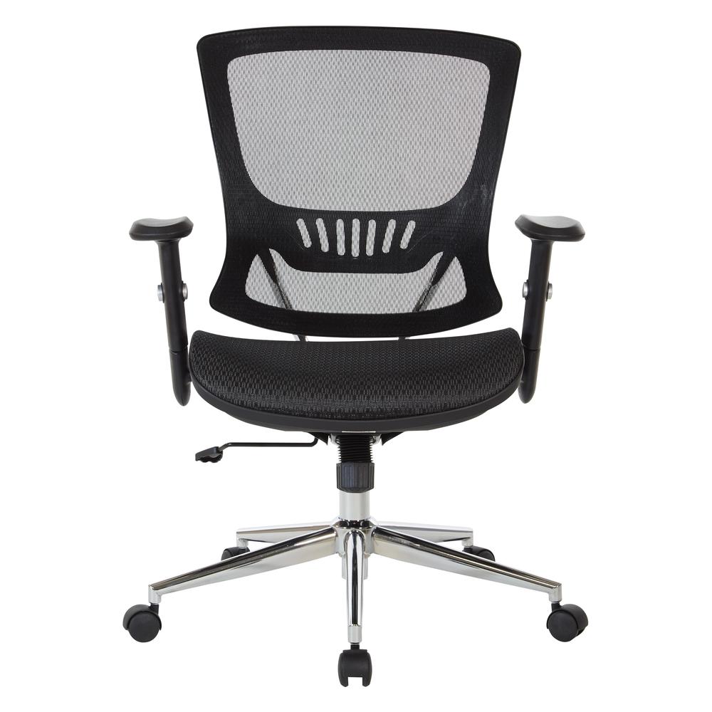 Mesh Screen Seat and Back Manager's Chair with Height Adjustable Arms and Chrome Base, EM98910C-3