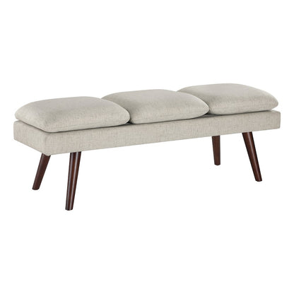 Amanda 54" Mid-Century Bench in Linen Fabric