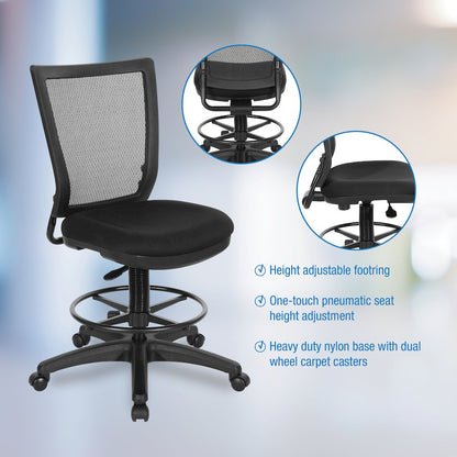 Soft PU Padded Back Frame with Breathable ProGrid Mesh Back Drafting Chair