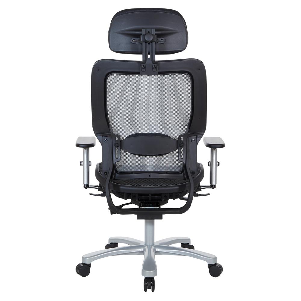 Air Grid Seat and Back Big & Tall Ergonomic Chair with Adjustable Headrest, Adjustable Lumbar Support, 2-Way Adjustable Arms and Aluminum Silver Base, 63-11A653RHM