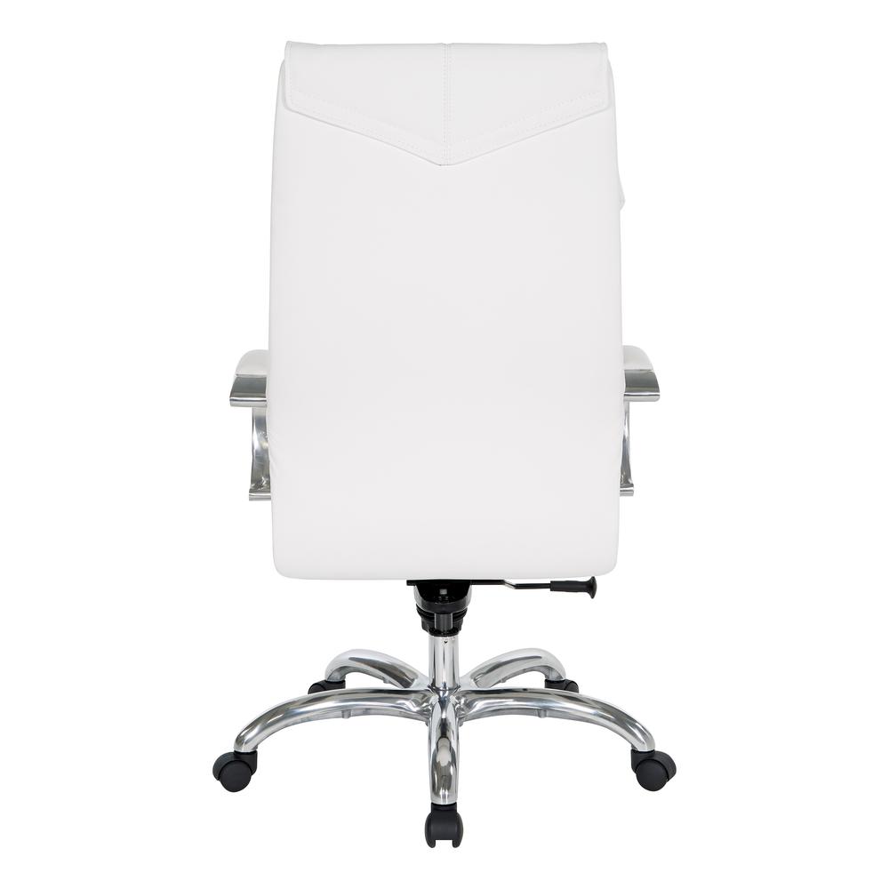 Deluxe High Back Executive Chair in Dillon Snow with Polished Aluminum Base and Padded Aluminum Arms, 7250-R101