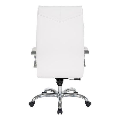 Deluxe High Back Executive Chair in Dillon Snow with Polished Aluminum Base and Padded Aluminum Arms, 7250-R101