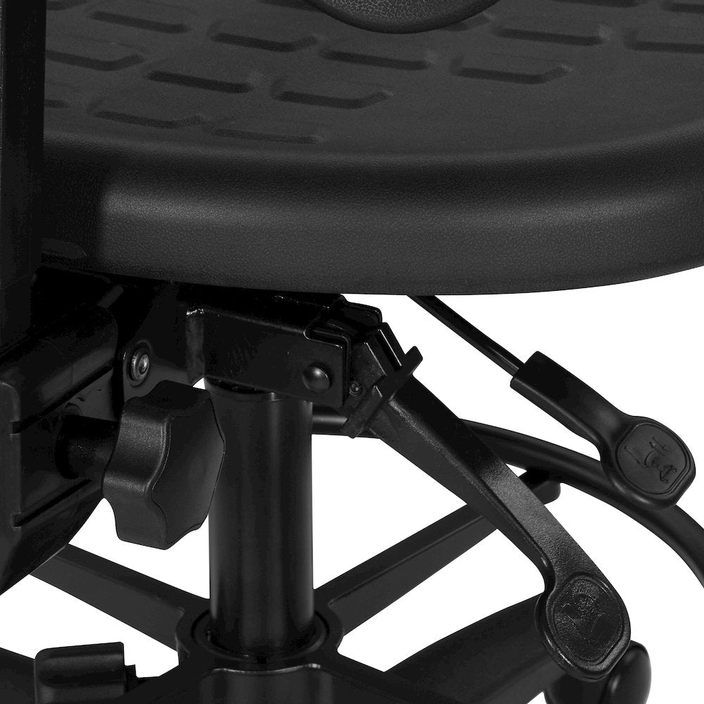 Black Self Skinned Urethane Intermediate Drafting Chair With Adjustable Black