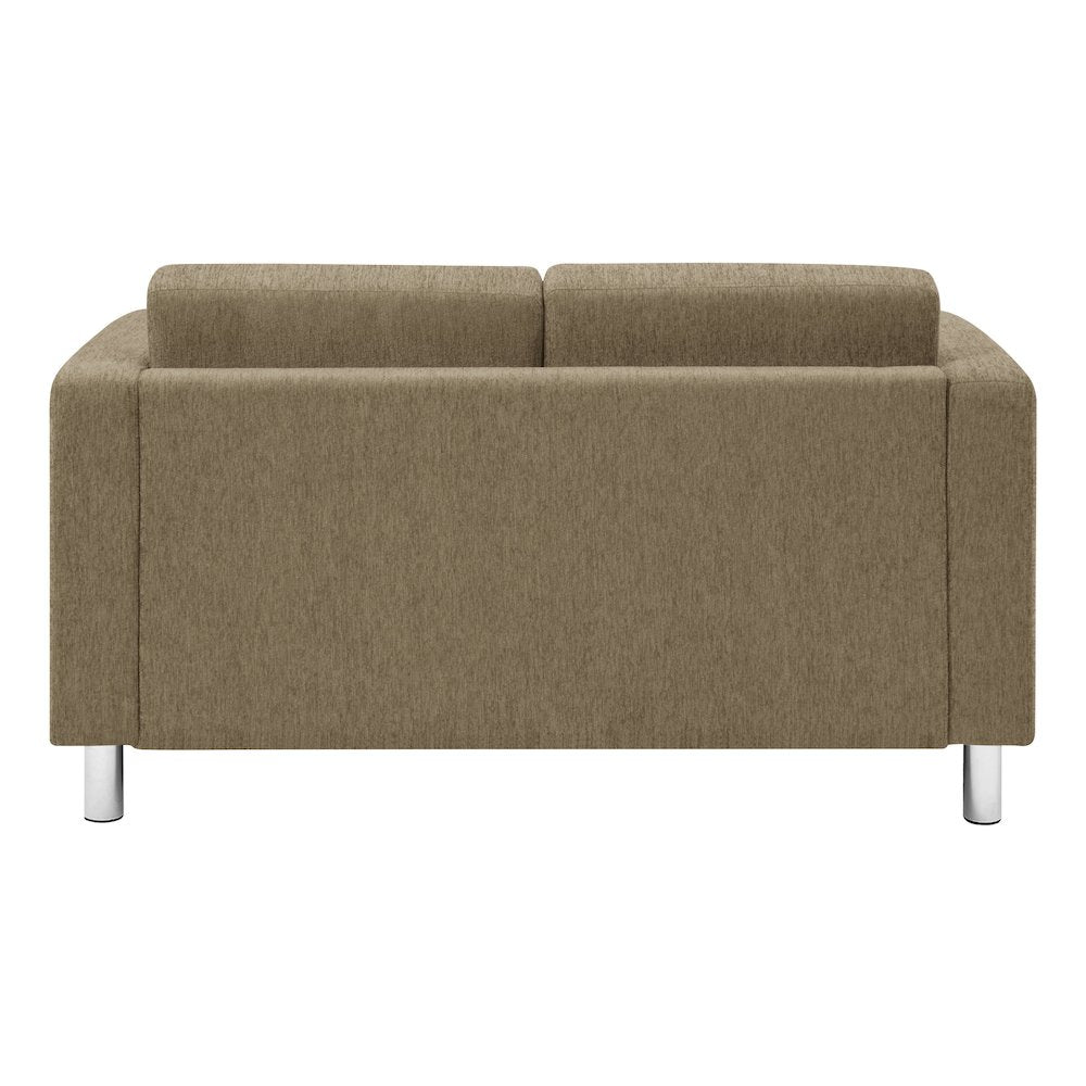 Pacific Loveseat in Taupe Fabric with Chrome Legs