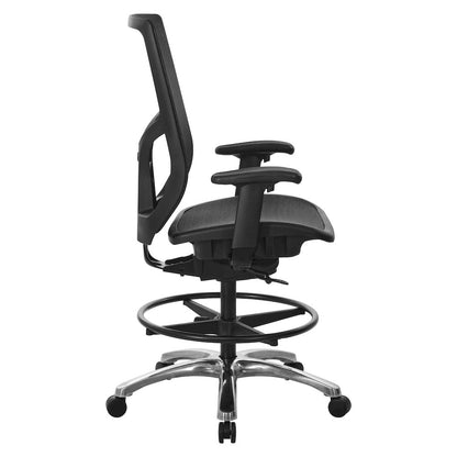 ProGrid Mesh Back Drafting Chair with Black Mesh Seat, PU Padded