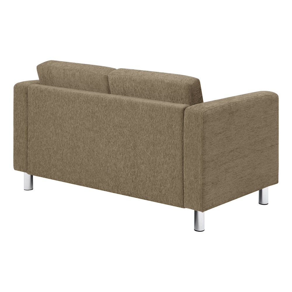Pacific Loveseat in Taupe Fabric with Chrome Legs