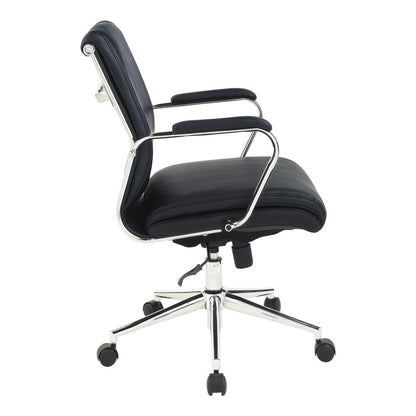Mid Back Manager's Chair with Dillon Black Antimicrobial Fabric and Chrome Base