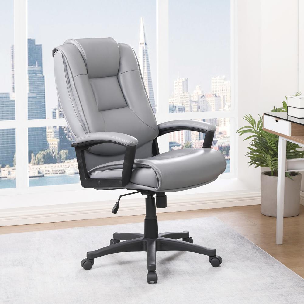 High Back Bonded Lthr Chair, Charcoal