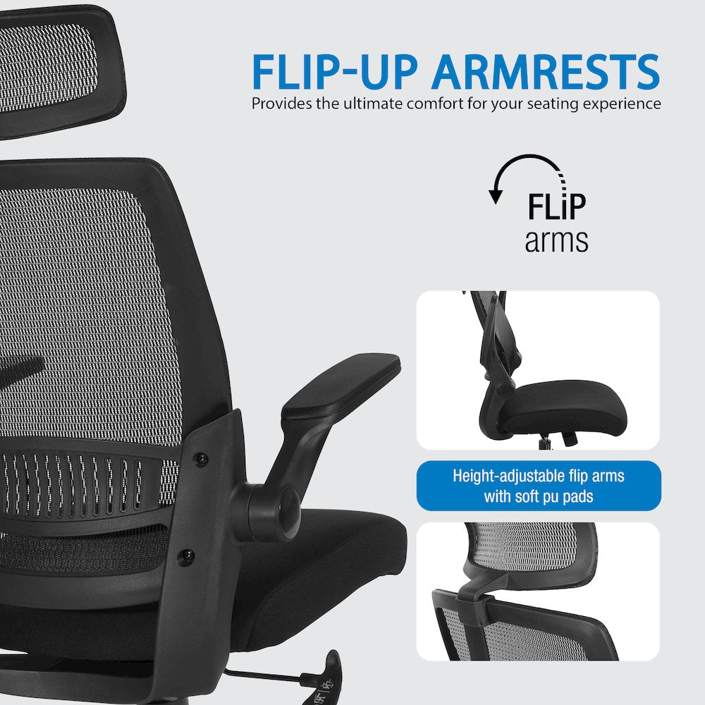 Managers Chair With Mesh Back In Black Fabric Seat Molded Foam